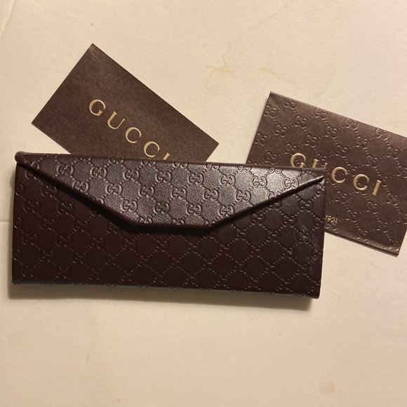 Gucci Eyeglasses Folded Case Brown Leather w/ Gift Card & Envelope - Picture 6 of 6